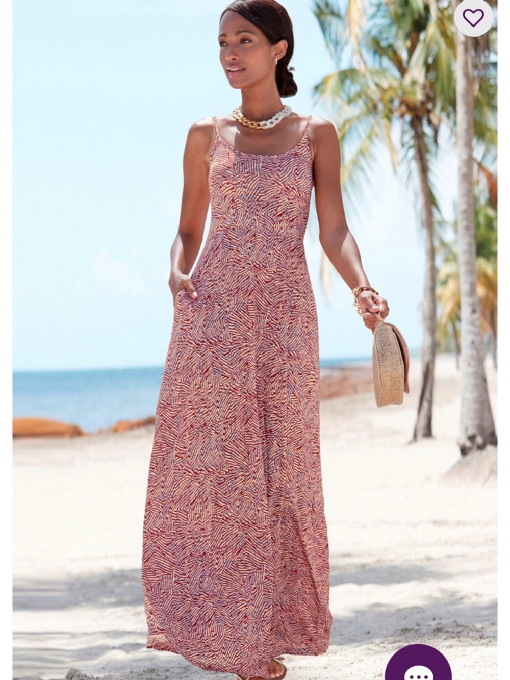 LASCANA Sleeveless Red Patterned Maxi Dress